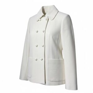 J. Crew Double-Breasted Creamy White Wool Crepe Coat Women’s Size 6